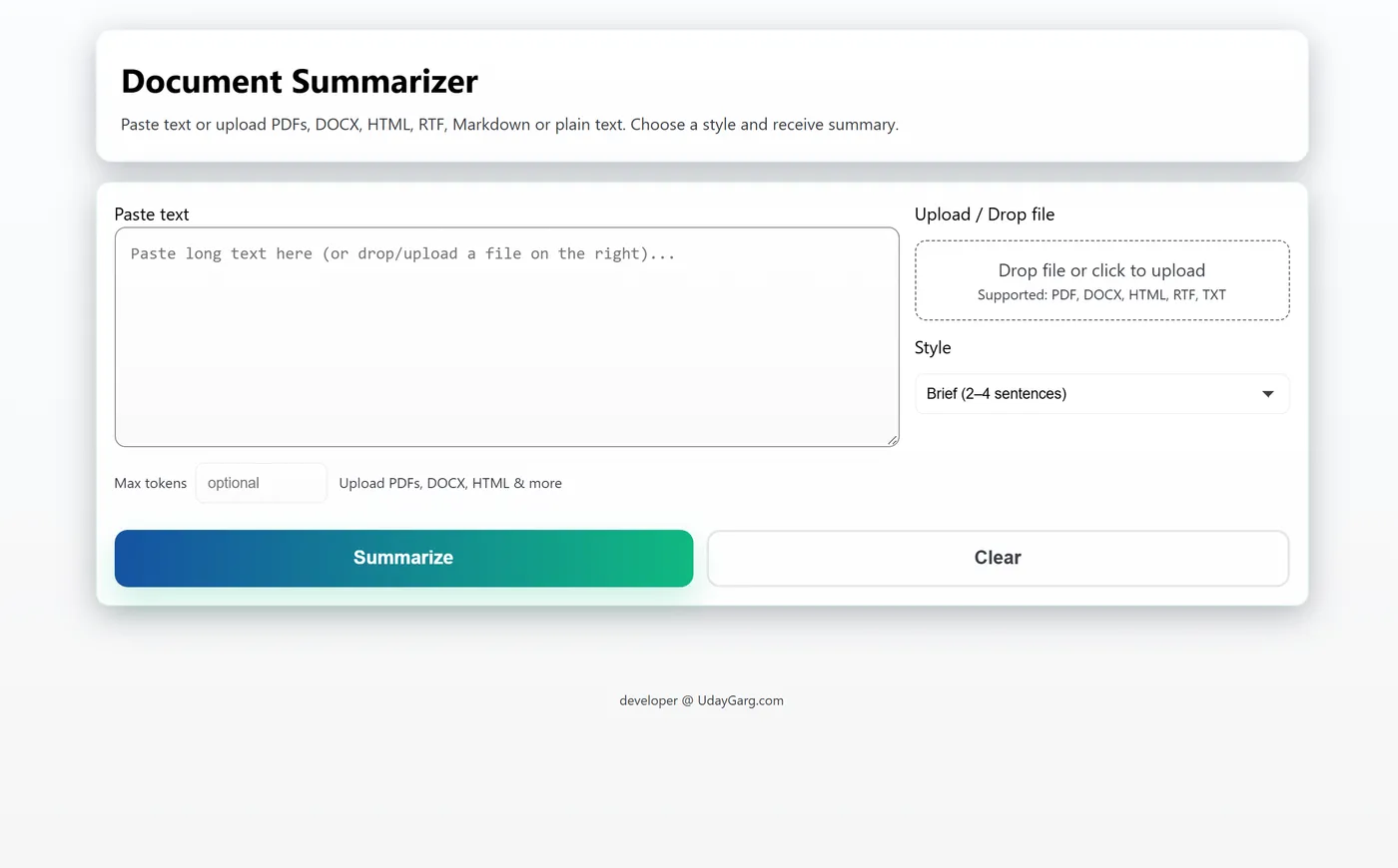 Document Summarizer screenshot